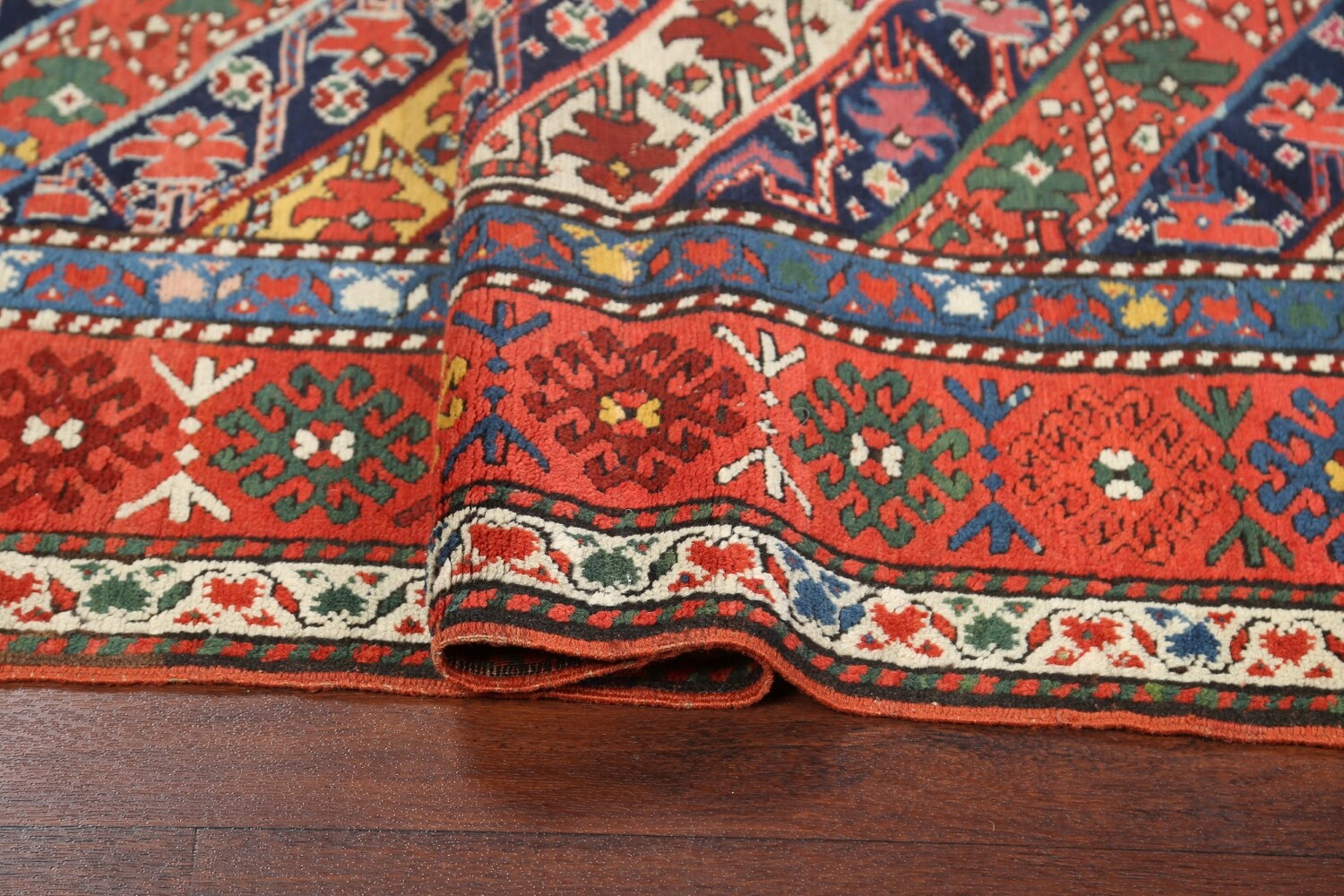 Antique Vegetable Dye Kazak Oriental Area Rug 4x8
