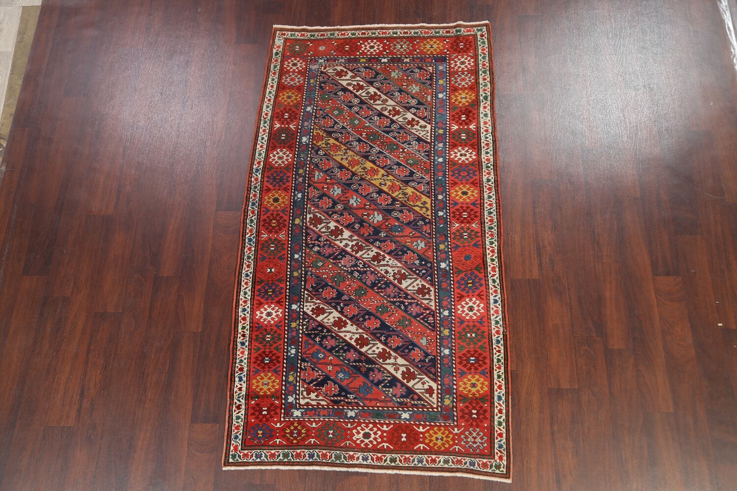 Antique Vegetable Dye Kazak Oriental Area Rug 4x8
