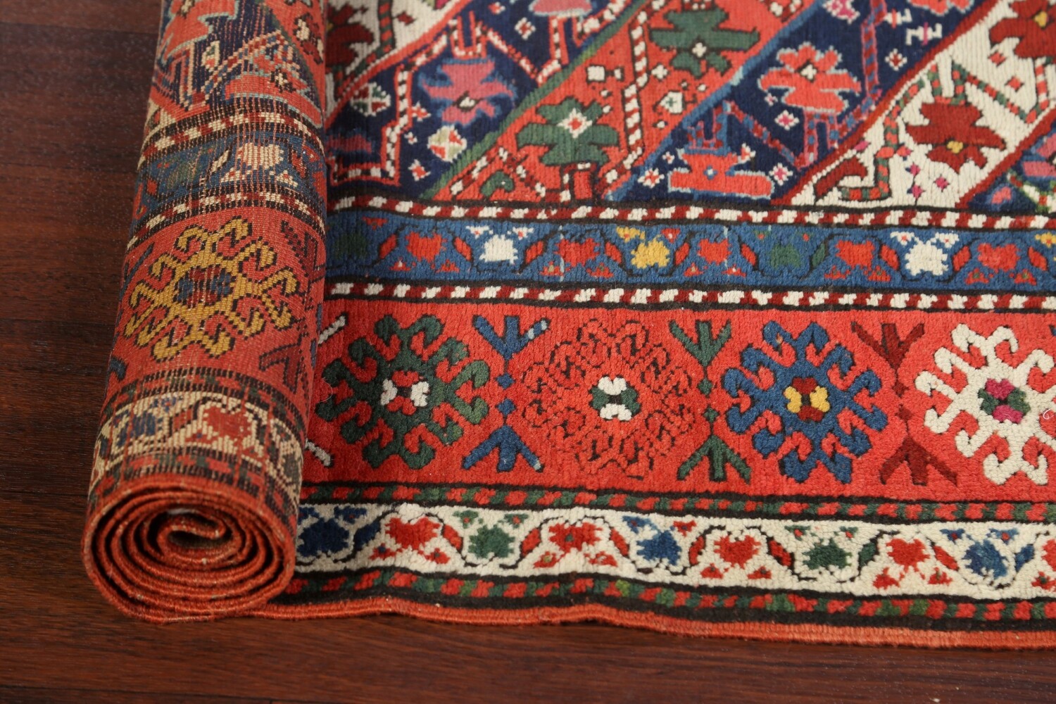 Antique Vegetable Dye Kazak Oriental Area Rug 4x8