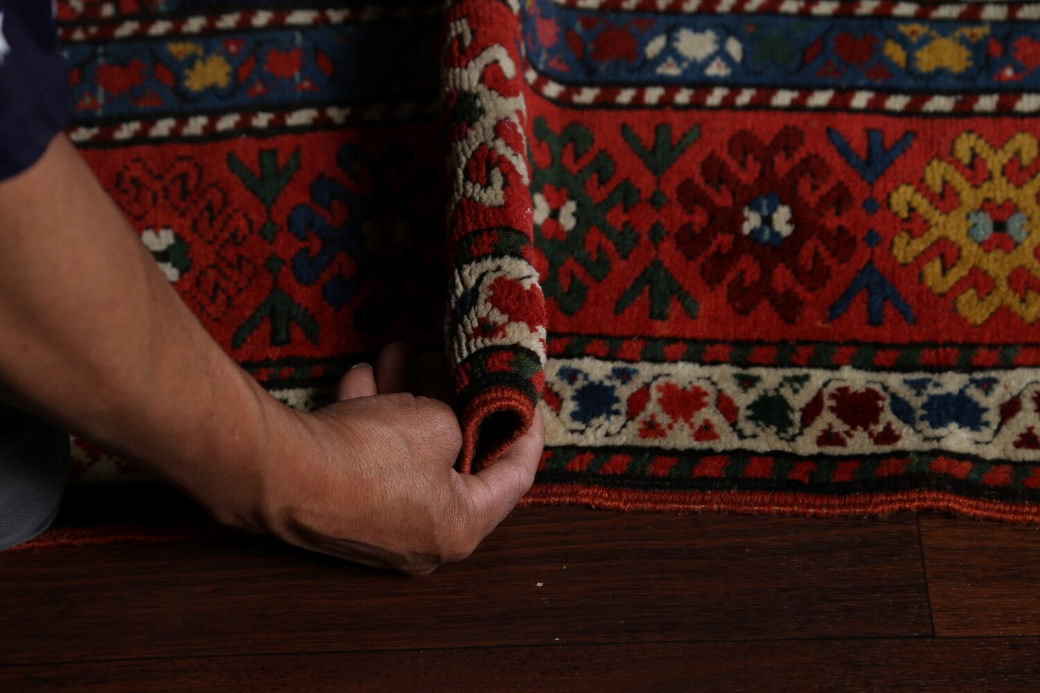 Antique Vegetable Dye Kazak Oriental Area Rug 4x8