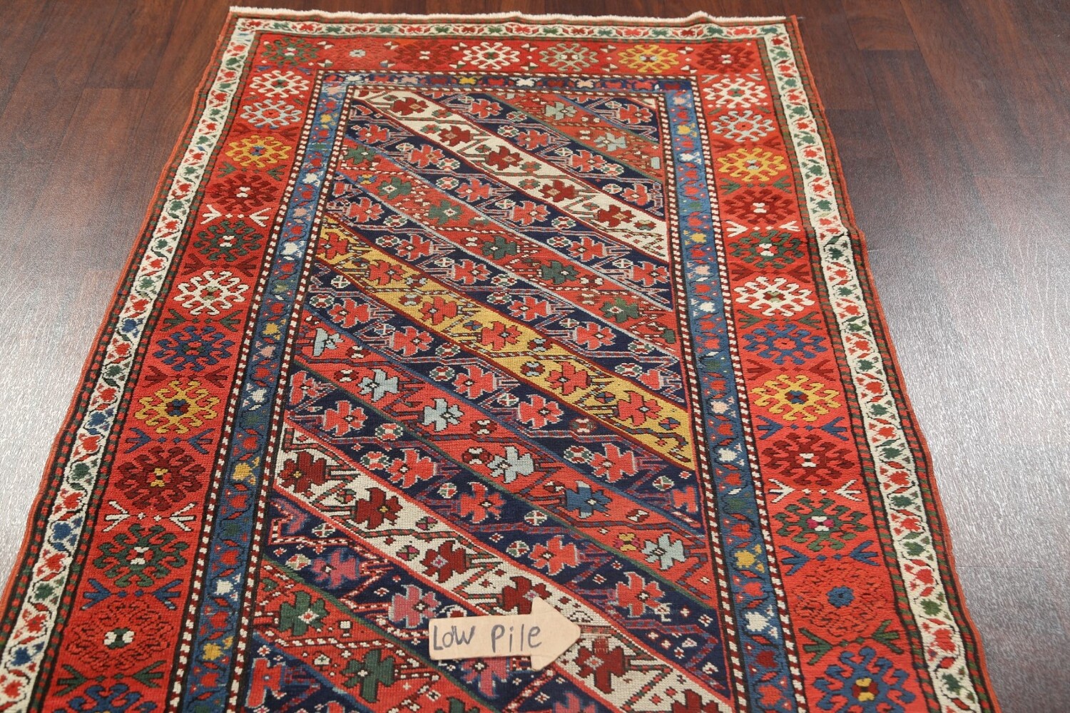 Antique Vegetable Dye Kazak Oriental Area Rug 4x8