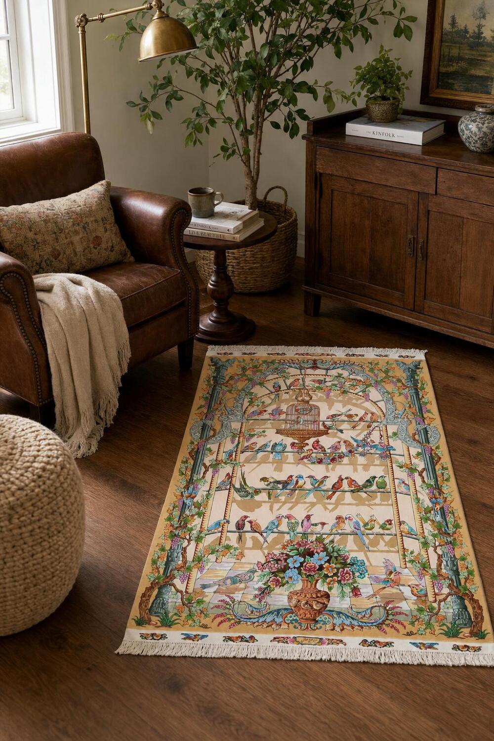 Masterpiece Animal Pictorial Tabriz Persian Area Rug 4x6