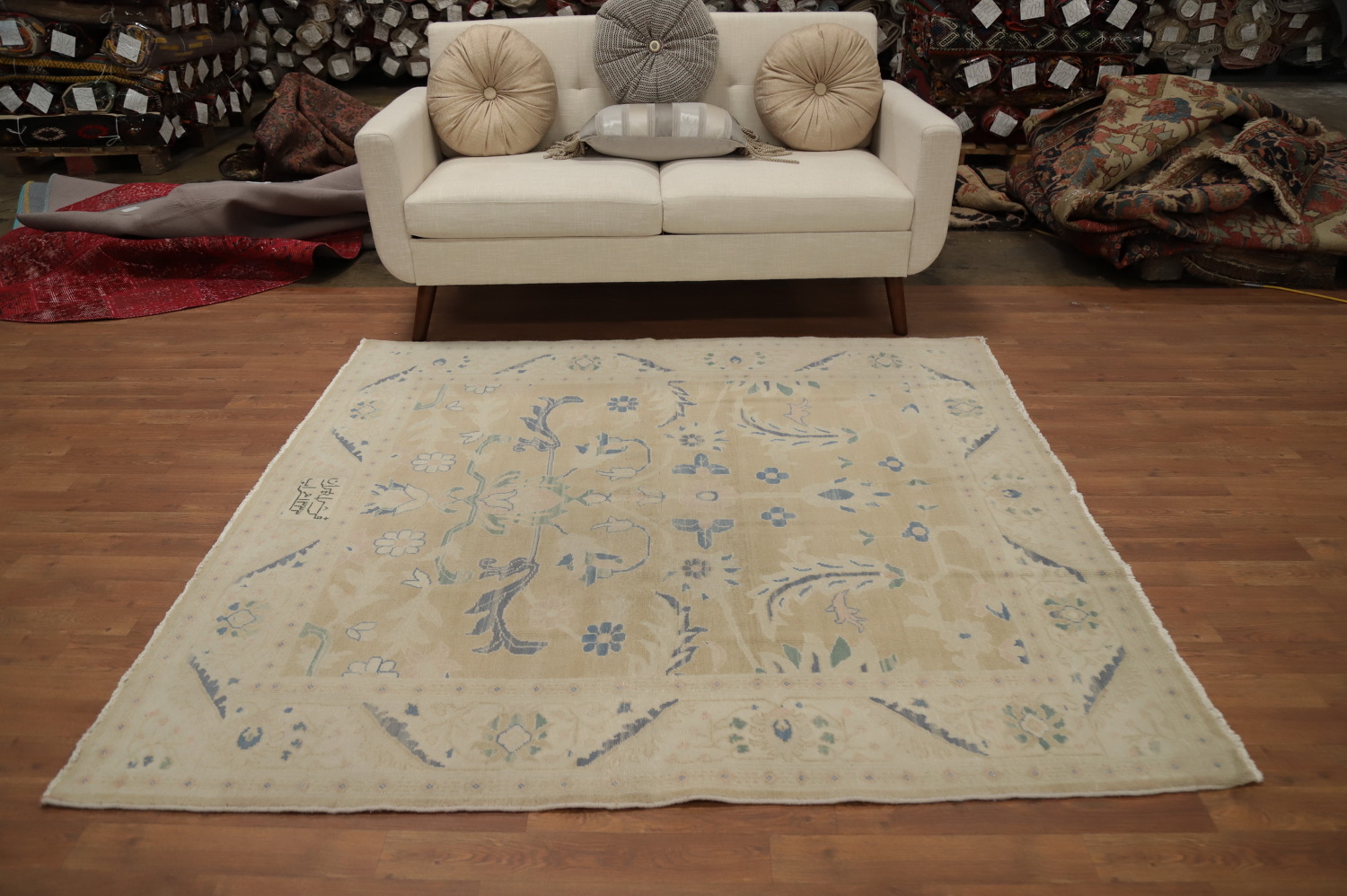 Floral Sultanabad Ziegler Persian Area Rug 6x6 Square