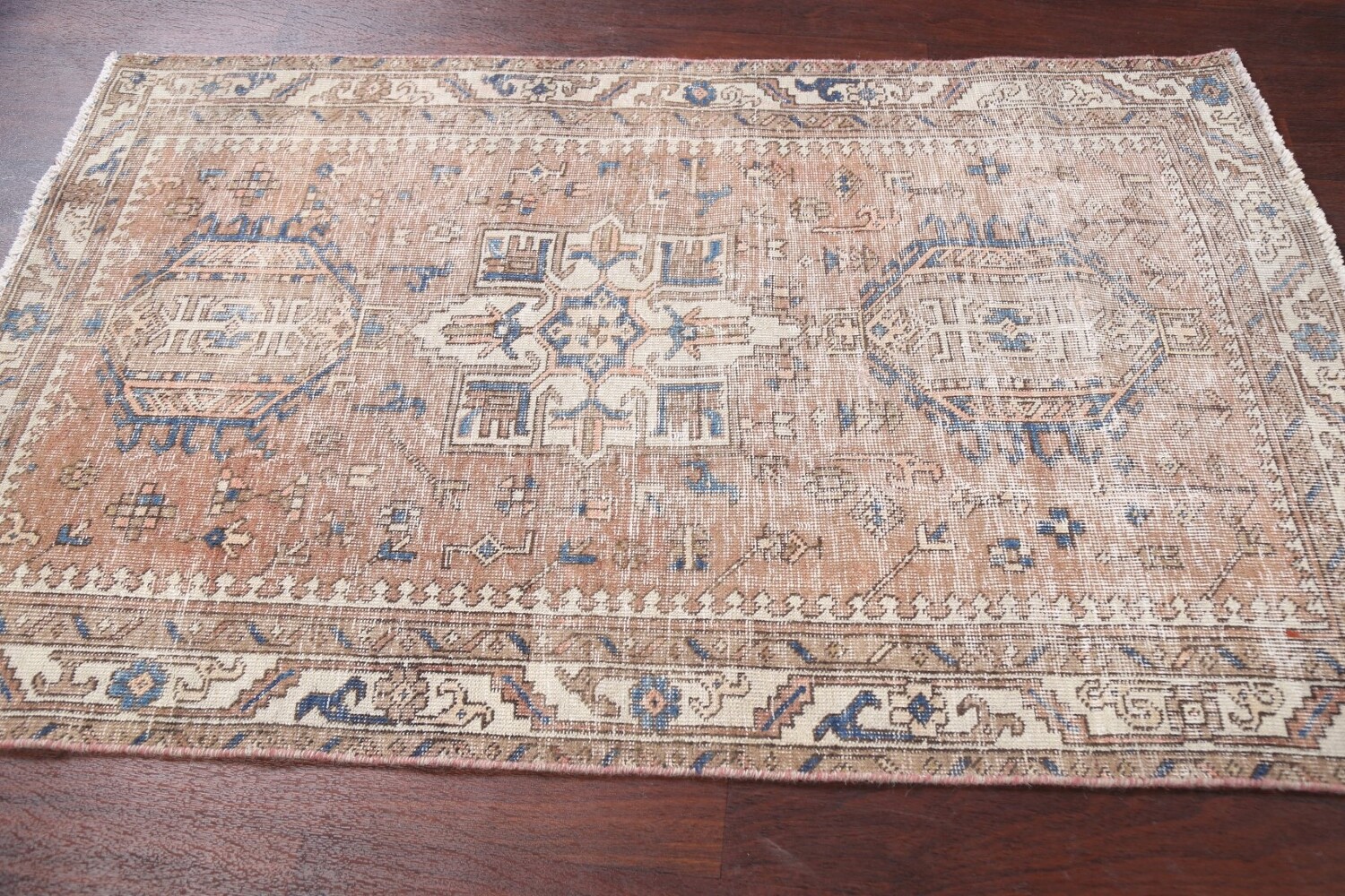 Antique Distressed Heriz Persian Area Rug 4x6