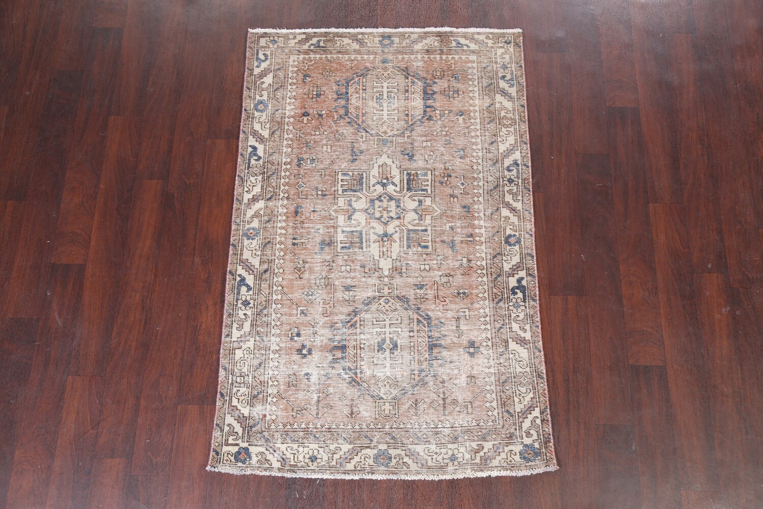 Antique Distressed Heriz Persian Area Rug 4x6
