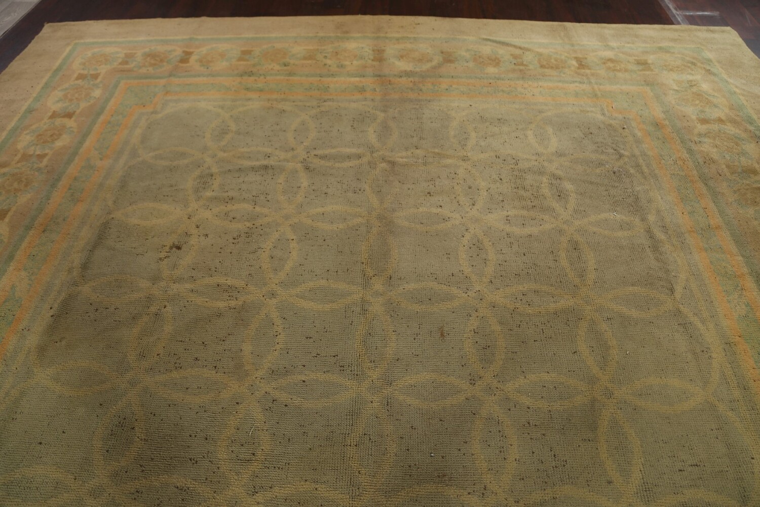 Antique Vegetable Dye Oushak Turkish Rug 12x19