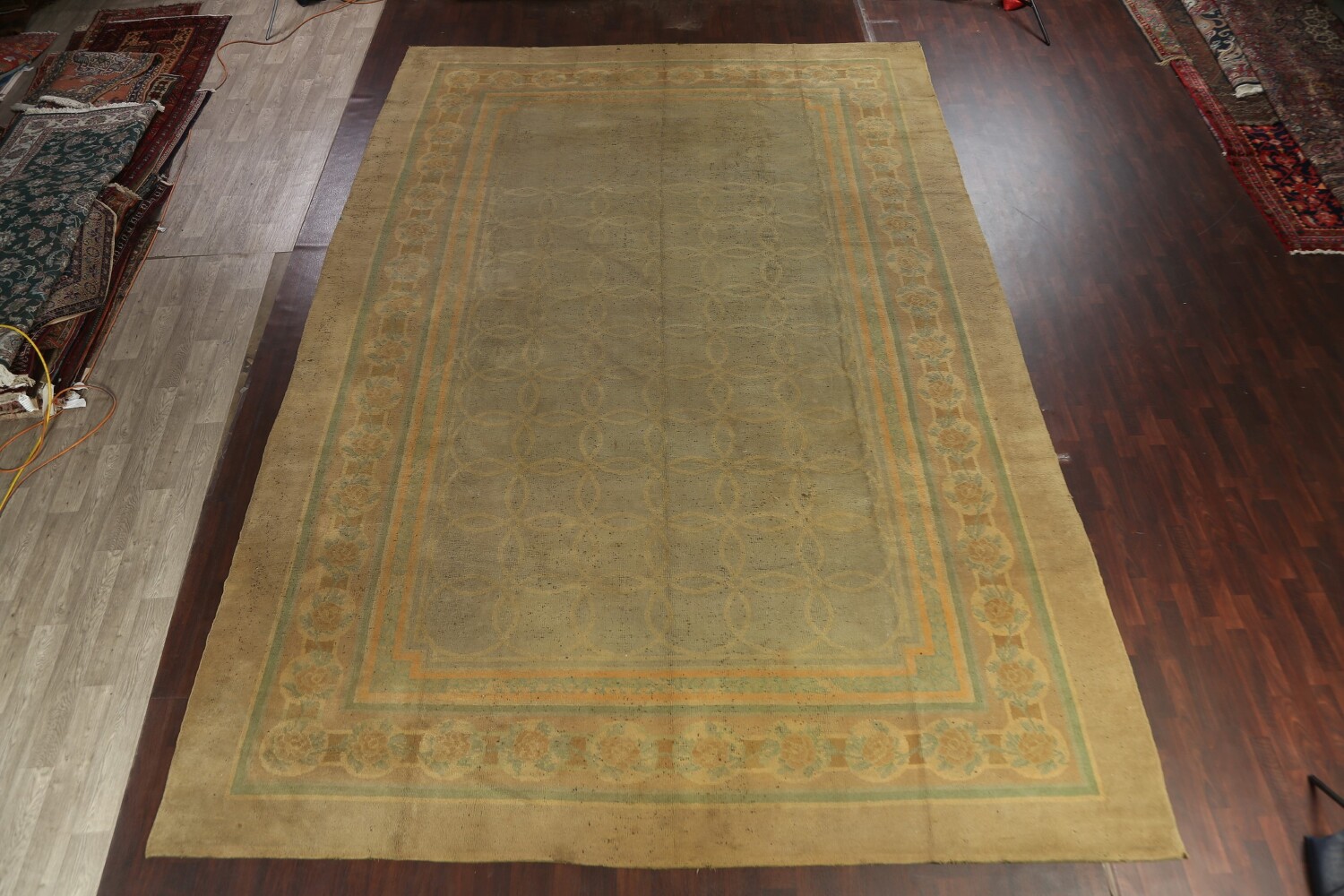 Antique Vegetable Dye Oushak Turkish Rug 12x19