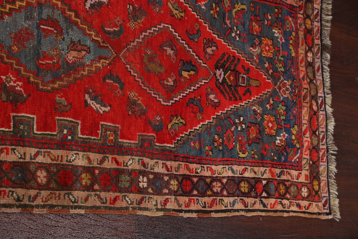 Antique Vegetable Dye Heriz Bakhshayesh Runner Rug 3x14