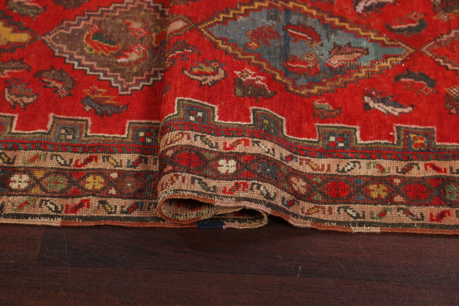 Antique Vegetable Dye Heriz Bakhshayesh Runner Rug 3x14