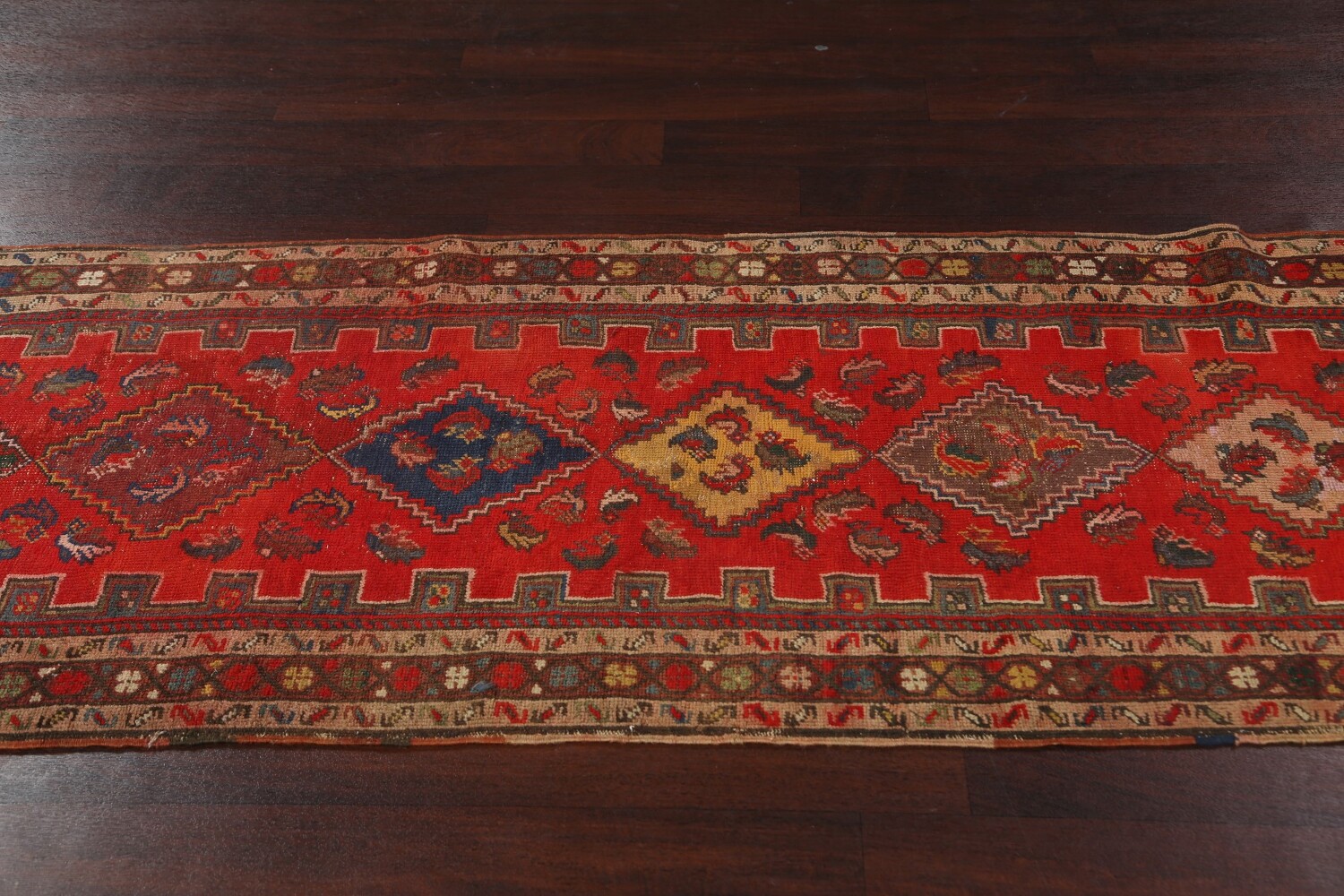 Antique Vegetable Dye Heriz Bakhshayesh Runner Rug 3x14