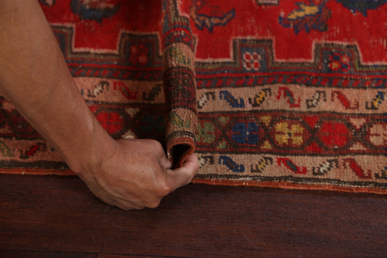 Antique Vegetable Dye Heriz Bakhshayesh Runner Rug 3x14