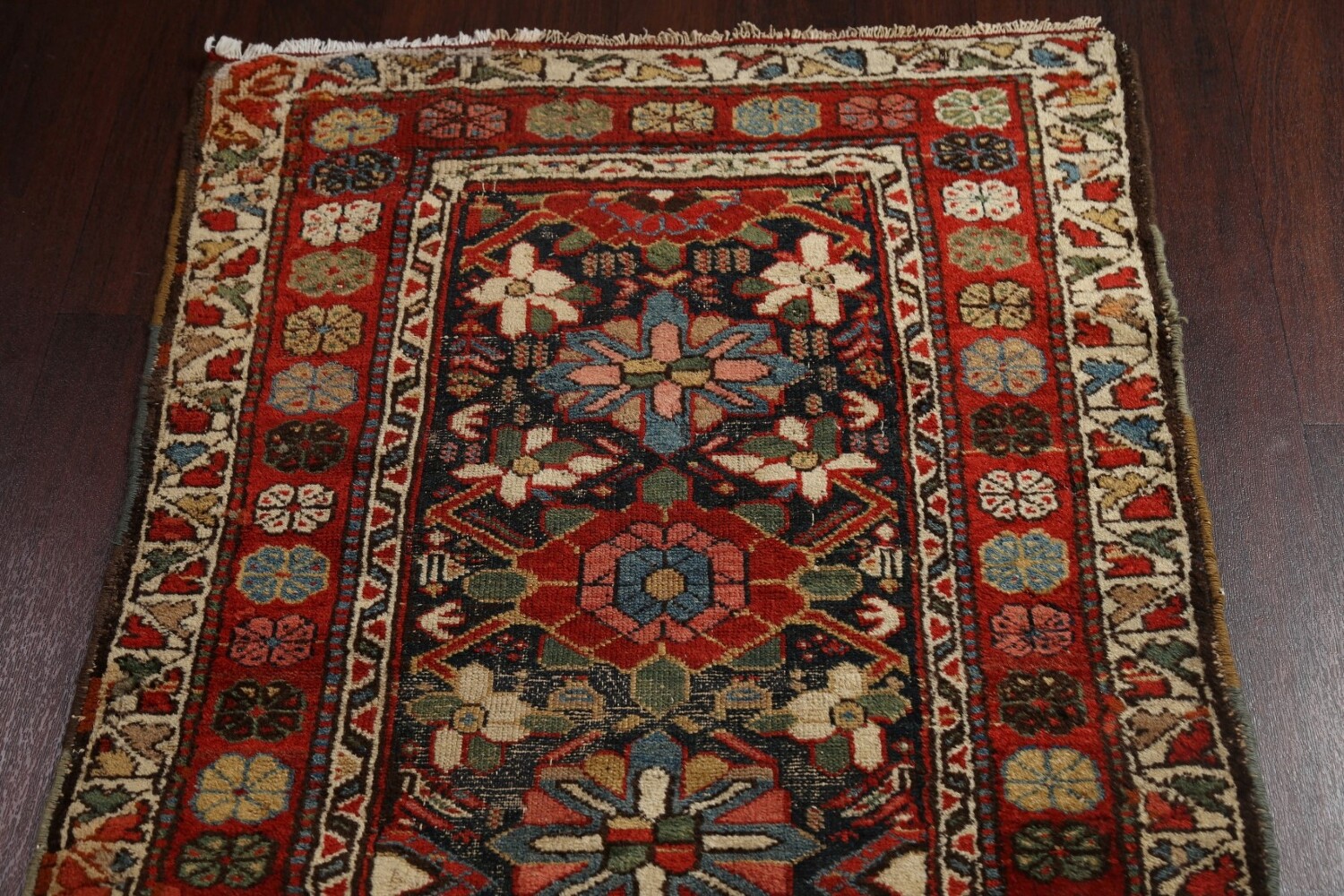 Antique Vegetable Dye Heriz Bakhshayesh Persian Rug 3x14