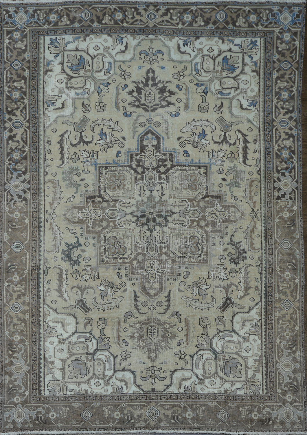 Vintage Geometric Muted Heriz Persian Area Rug 8x11