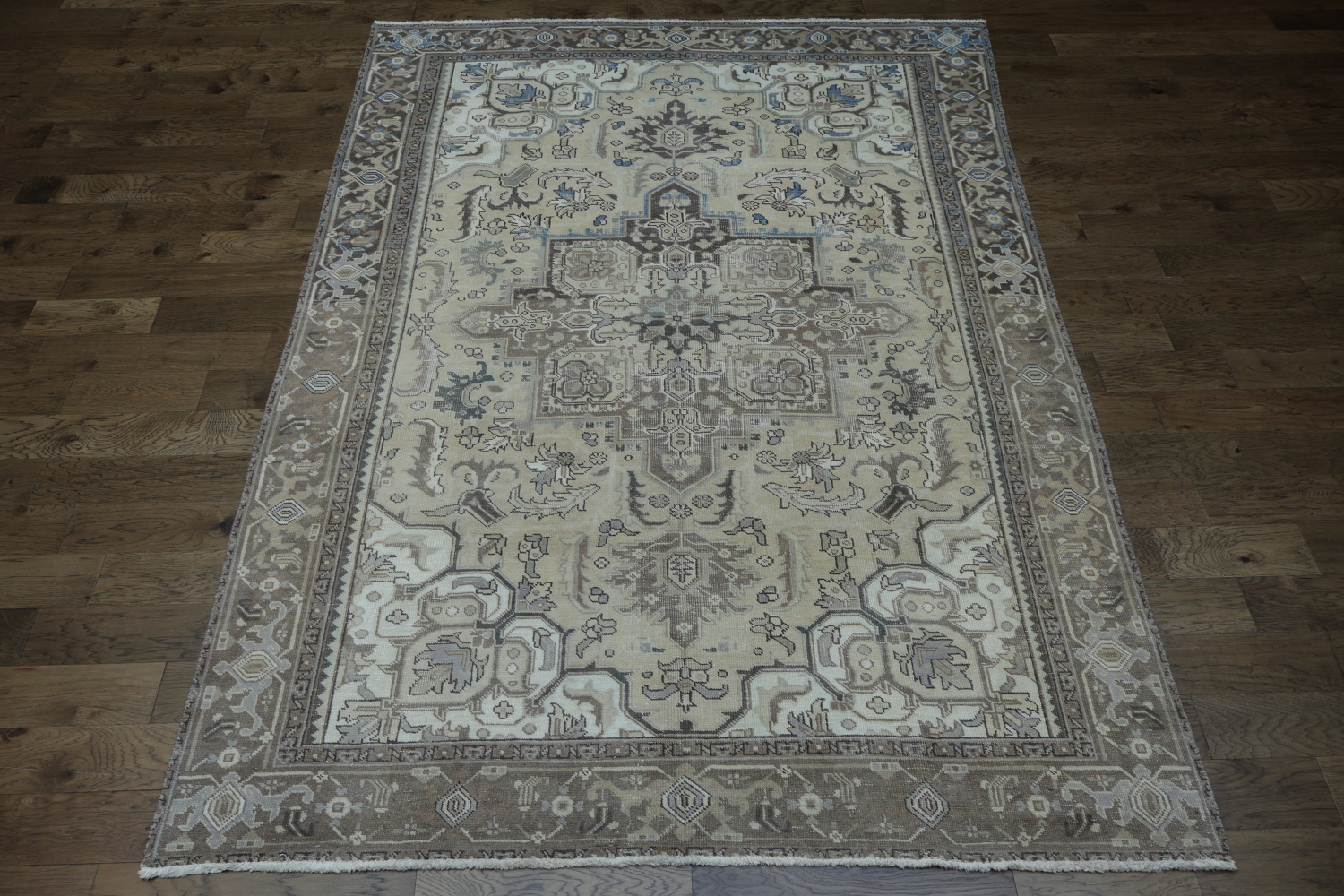 Vintage Geometric Muted Heriz Persian Area Rug 8x11