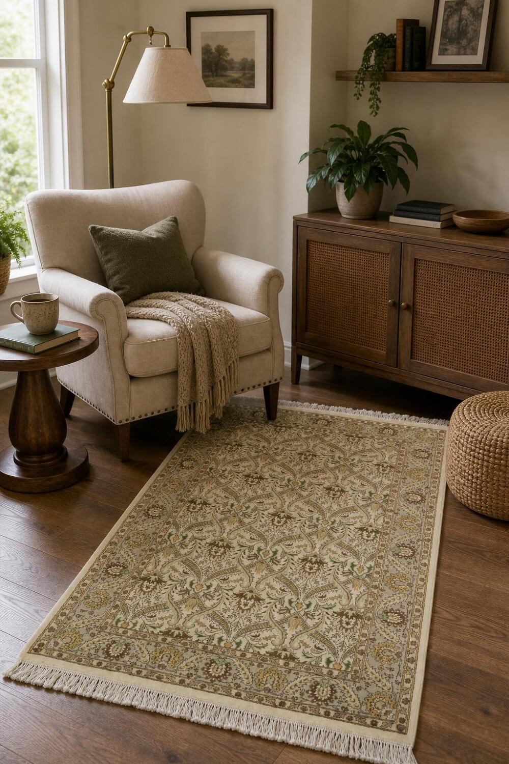 Vegetable Dye Aubusson Handmade Wool Rug 4x6