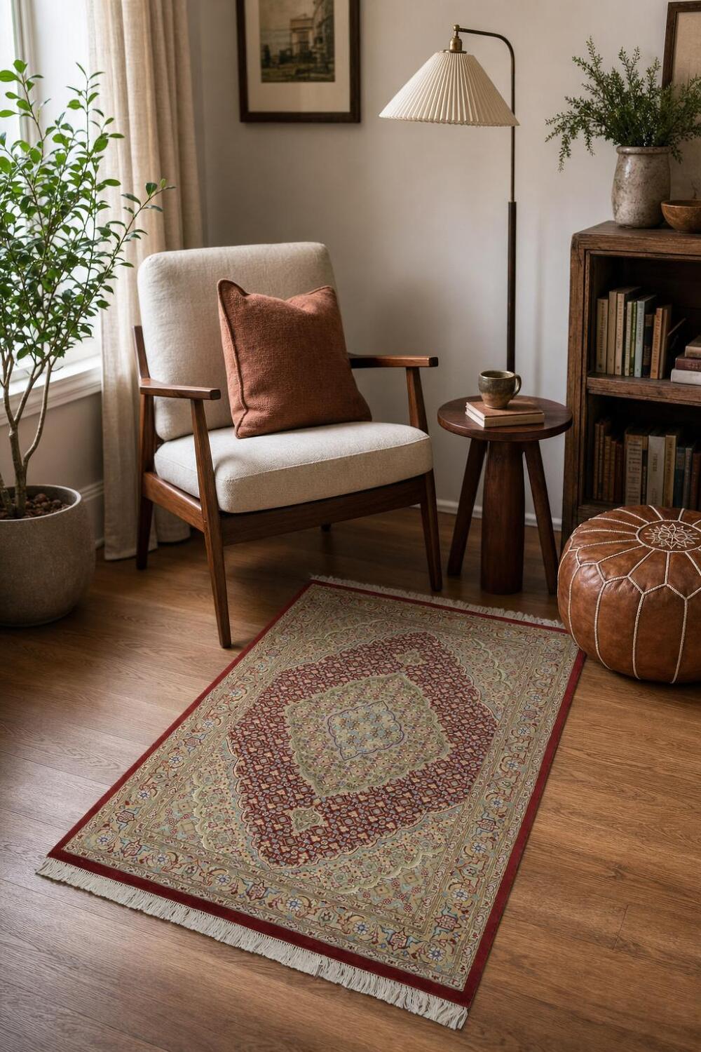 Vegetable Dye Tabriz Mahi Handmade Rug 4x6
