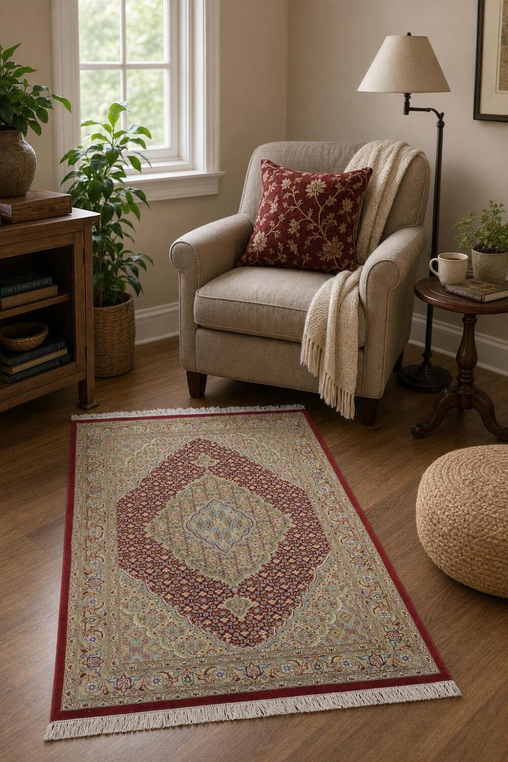 Vegetable Dye Tabriz Mahi Handmade Rug 4x6