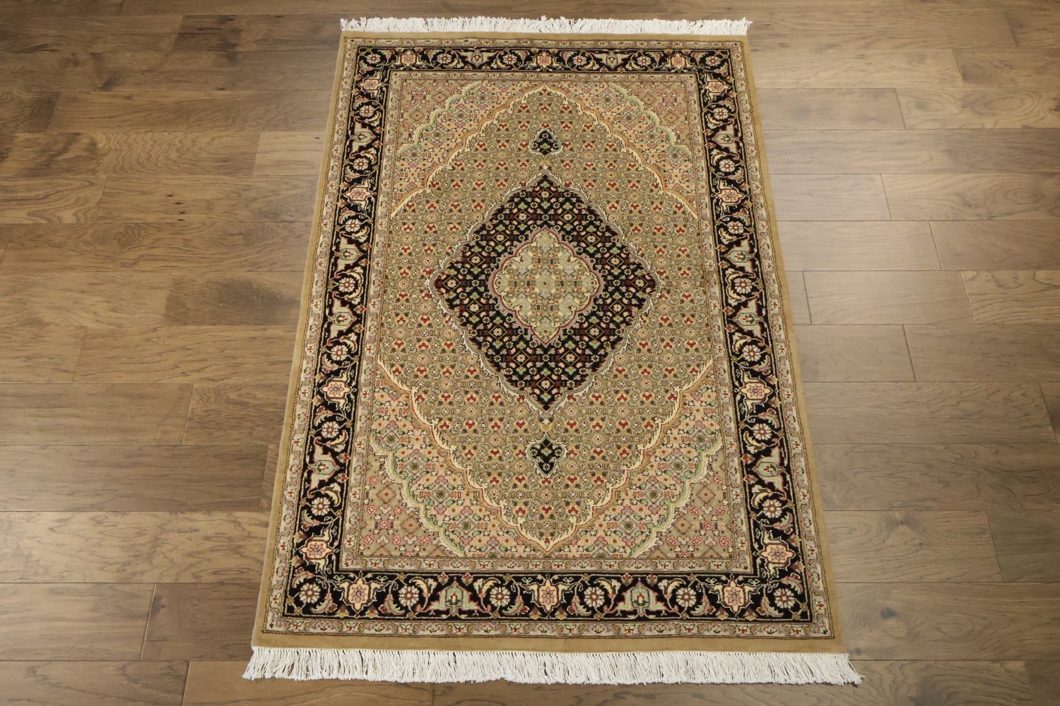 Vegetable Dye Wool/ Silk Tabriz Mahi Wool Rug 4x6