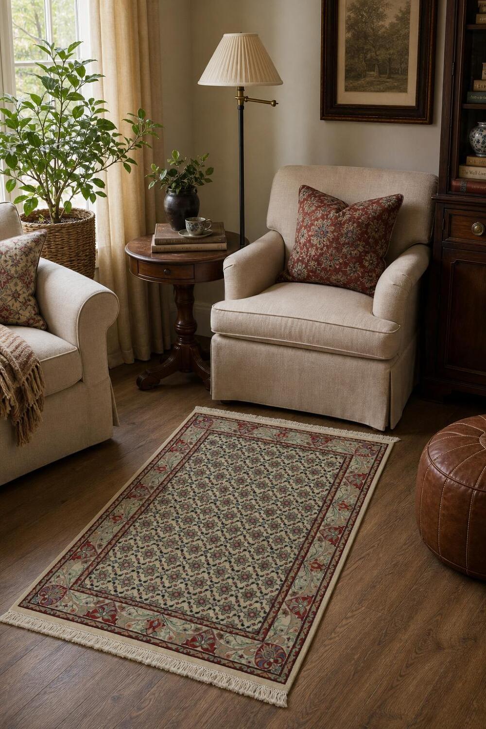 Vegetable Dye Aubusson Wool Area Rug 4x6
