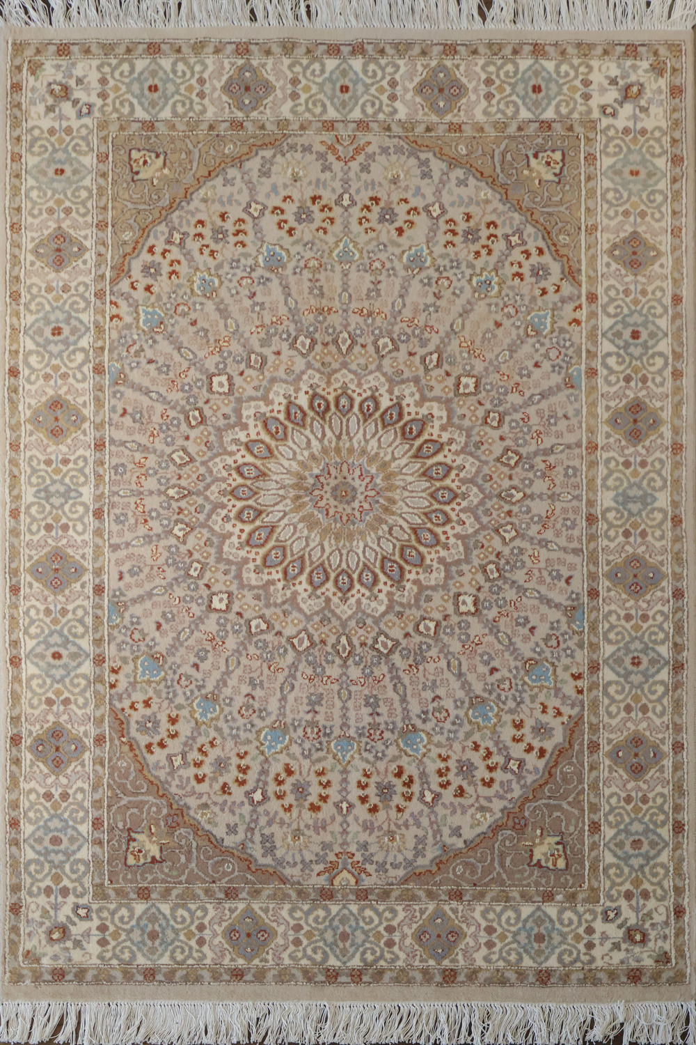 Vegetable Dye Wool/ Silk Tabriz Handmade Rug 4x6