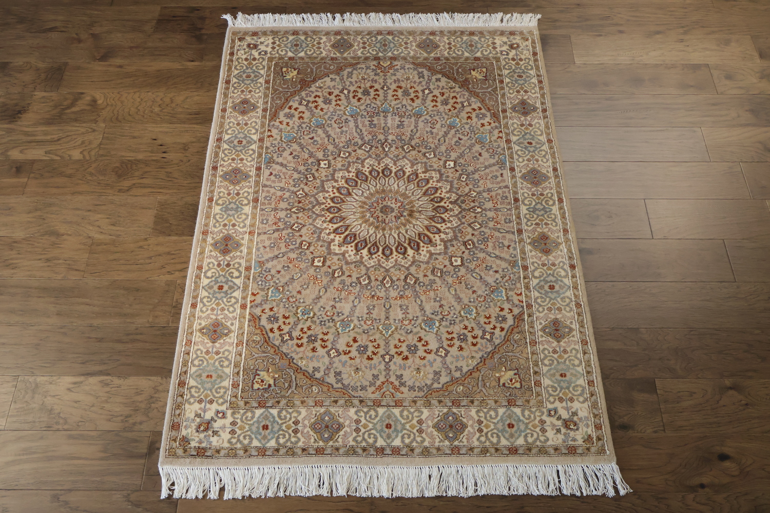 Vegetable Dye Wool/ Silk Tabriz Handmade Rug 4x6