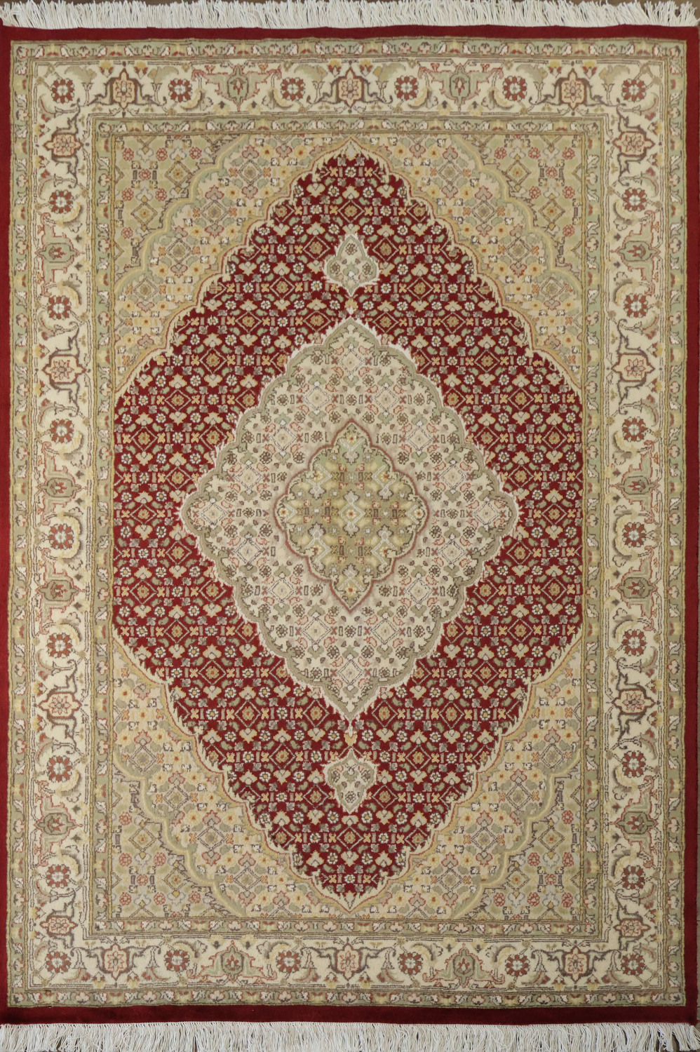 Vegetable Dye Red Tabriz Mahi Wool Area Rug 4x6