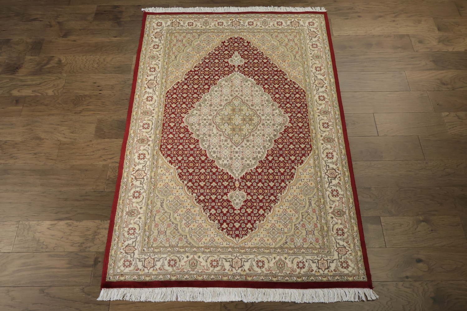 Vegetable Dye Red Tabriz Mahi Wool Area Rug 4x6