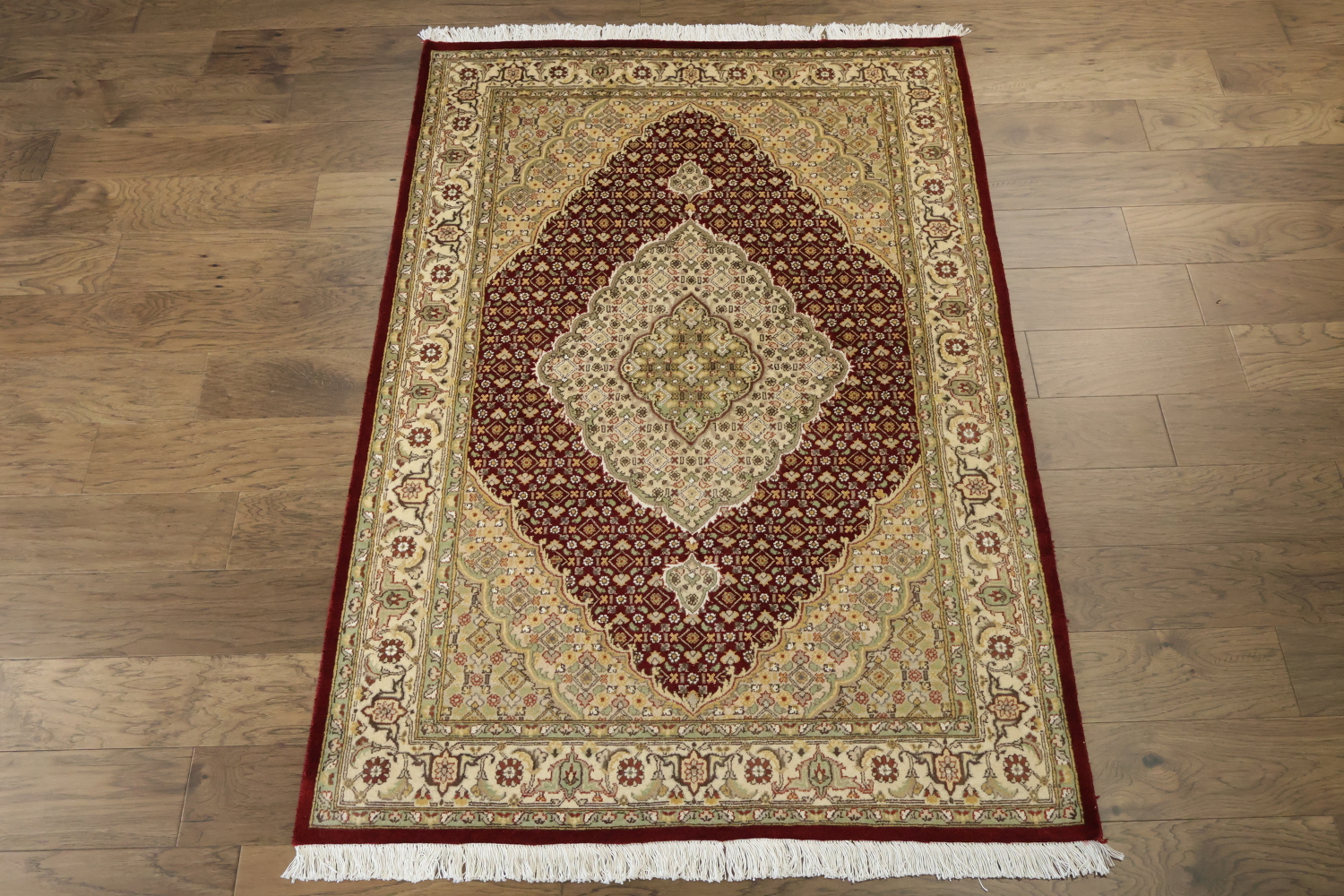 Vegetable Dye Red Tabriz Mahi Wool Area Rug 4x6