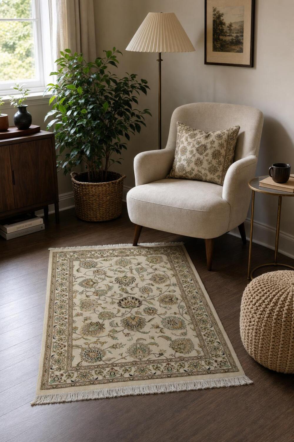Vegetable Dye Tabriz Handmade Wool Rug 4x6