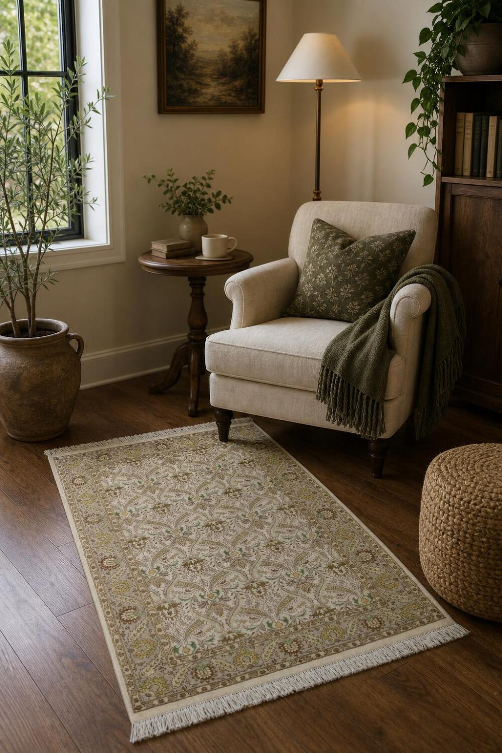 Vegetable Dye Aubusson Handmade Wool Rug 4x6