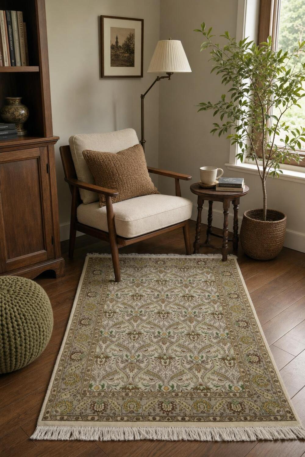 Vegetable Dye Aubusson Handmade Wool Rug 4x6