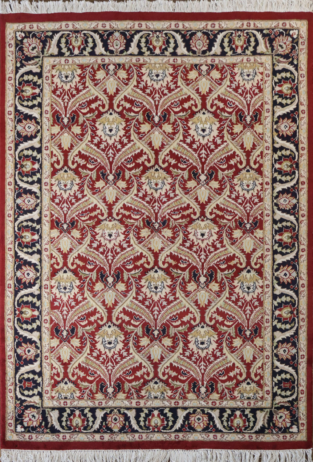 Vegetable Dye Wool/ Silk Aubusson Handmade Wool Rug 4x6