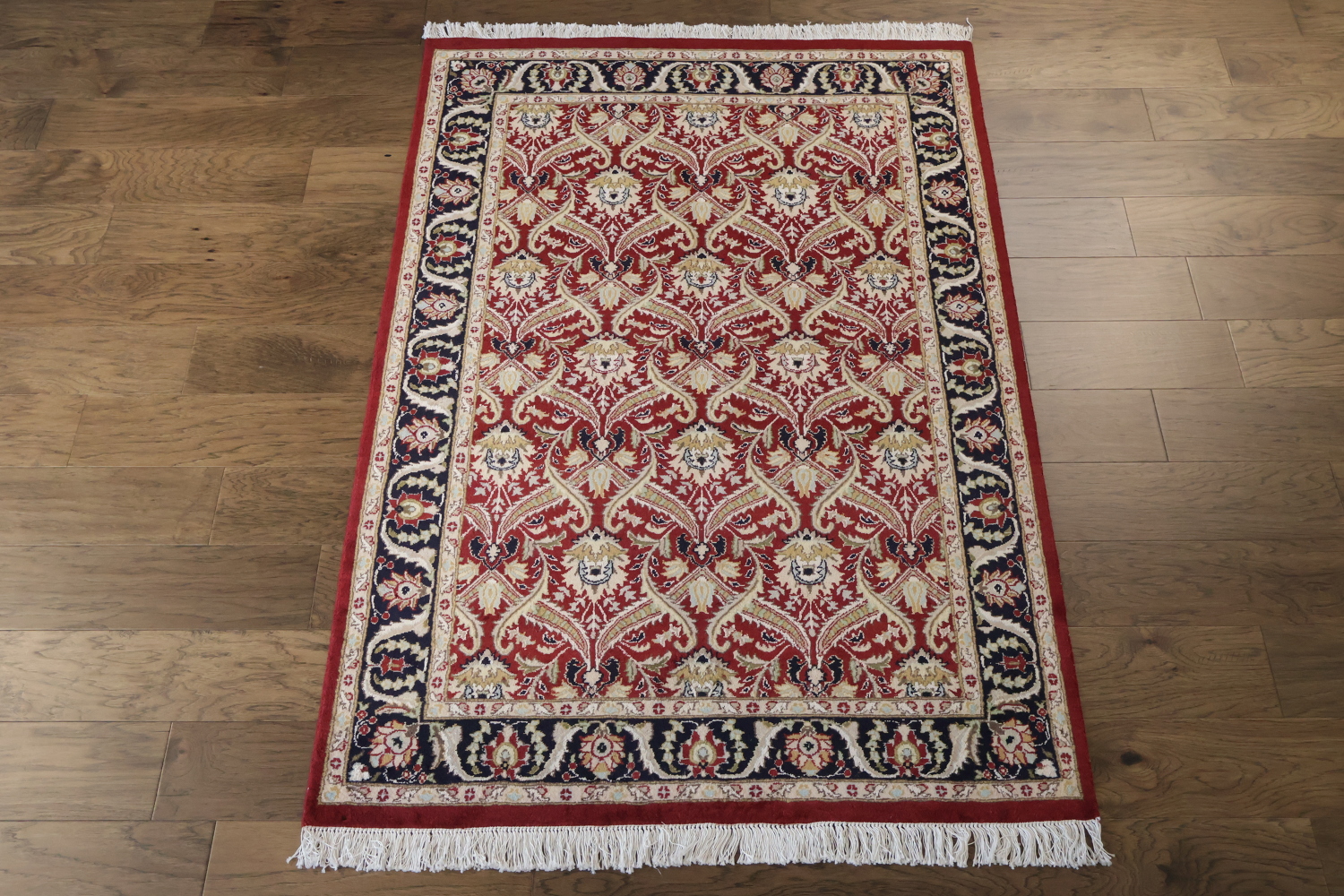 Vegetable Dye Wool/ Silk Aubusson Handmade Wool Rug 4x6