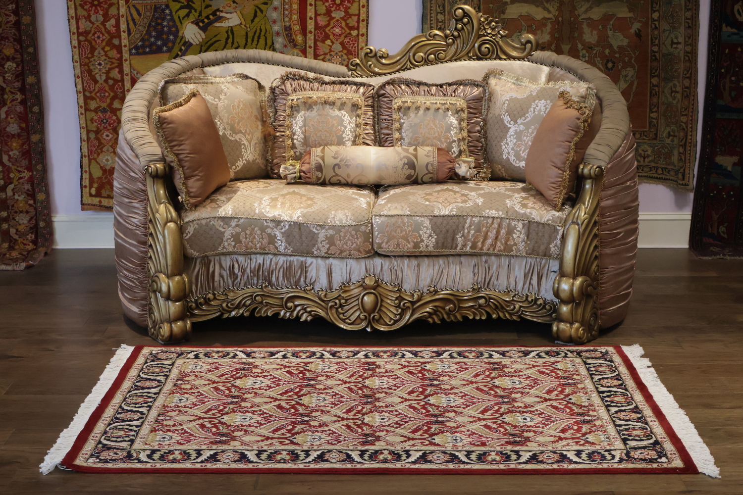 Vegetable Dye Wool/ Silk Aubusson Handmade Wool Rug 4x6
