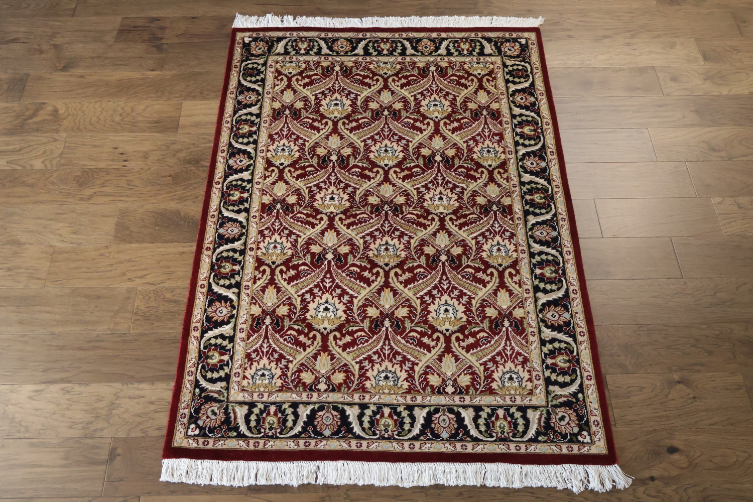 Vegetable Dye Wool/ Silk Aubusson Handmade Wool Rug 4x6