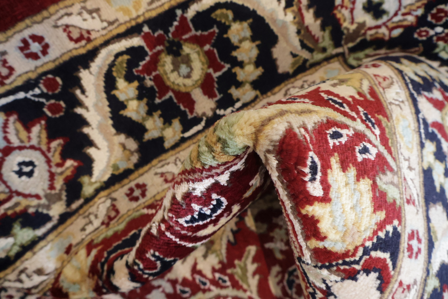 Vegetable Dye Wool/ Silk Aubusson Handmade Wool Rug 4x6
