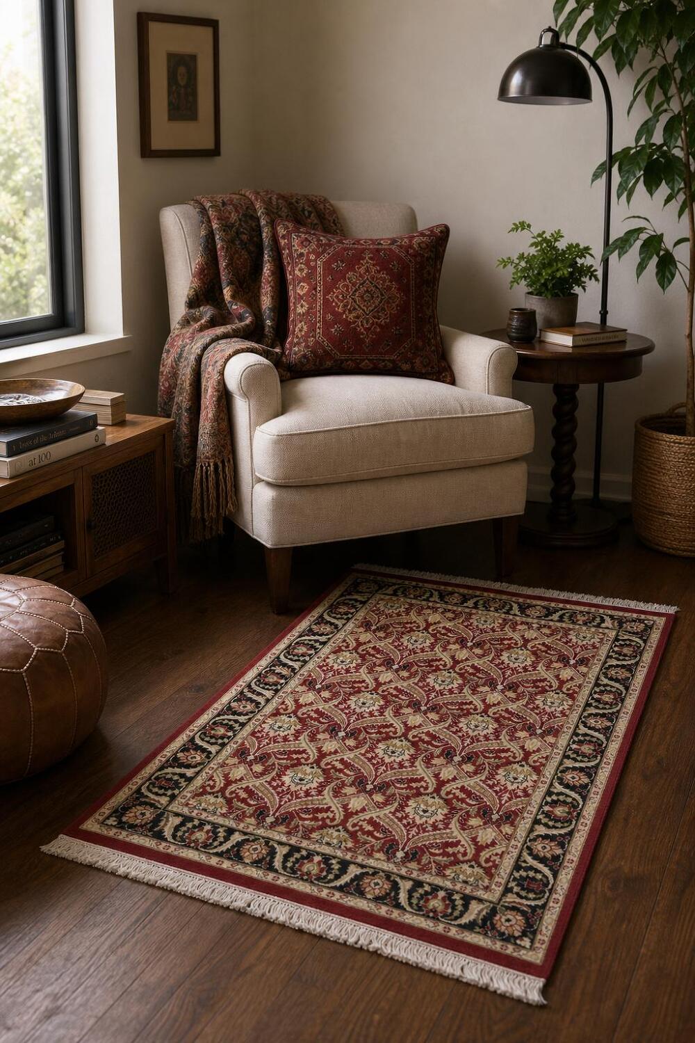 Vegetable Dye Wool/ Silk Aubusson Handmade Wool Rug 4x6