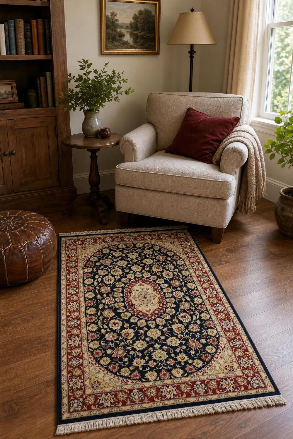 Vegetable Dye Aubusson Wool Rug 4x6