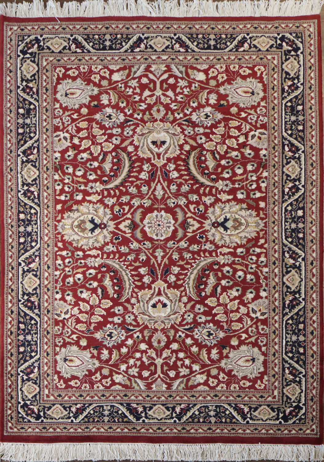 Vegetable Dye Aubusson Hand-Knotted Wool Rug 4x6