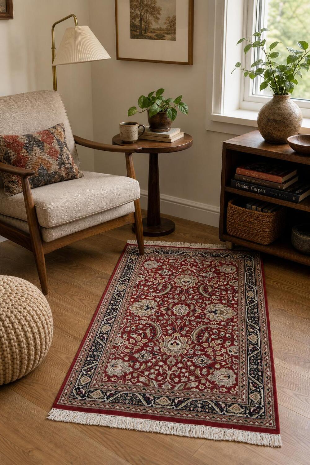 Vegetable Dye Aubusson Hand-Knotted Wool Rug 4x6