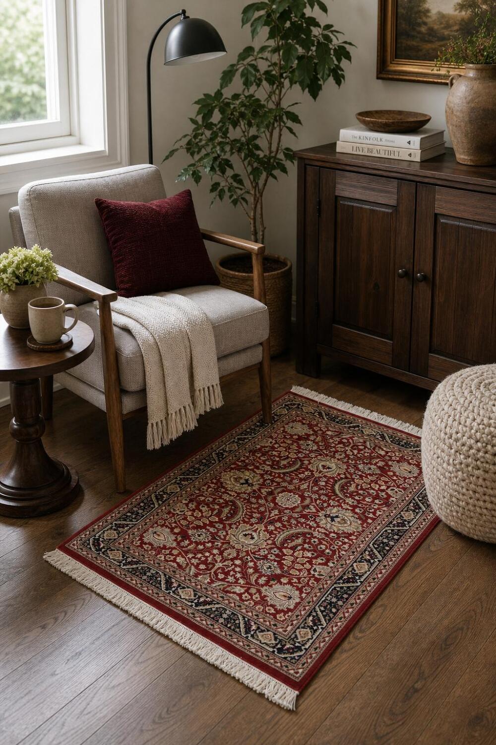 Vegetable Dye Aubusson Hand-Knotted Wool Rug 4x6
