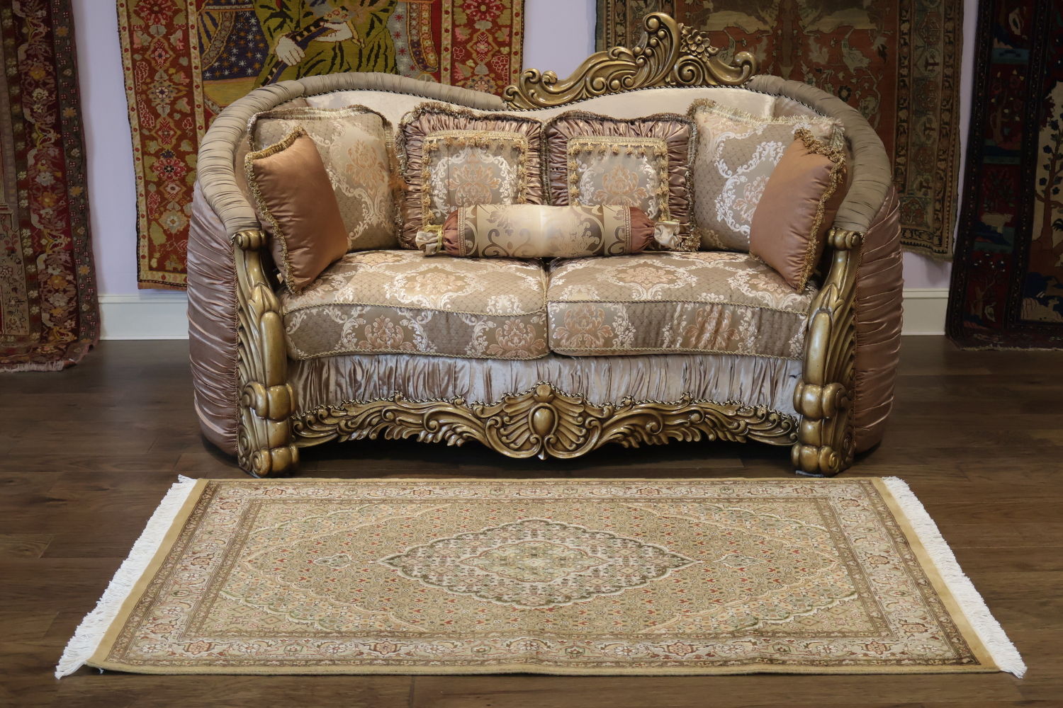 Vegetable Dye Tabriz Mahi Handmade Area Rug 4x6