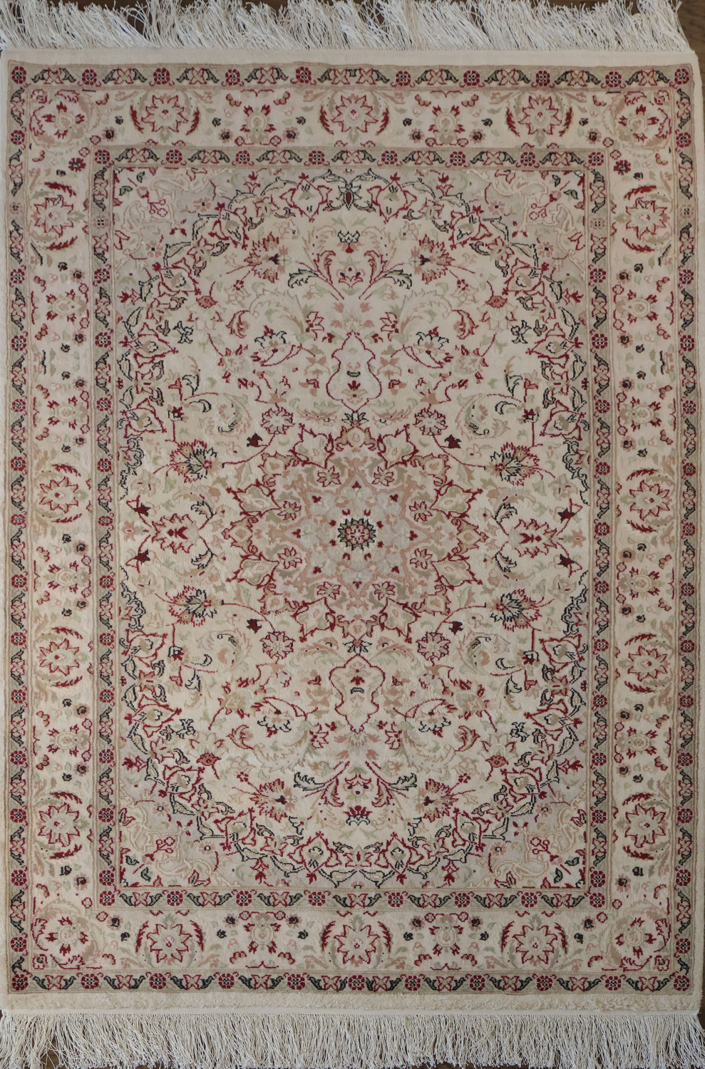 Vegetable Dye Tabriz Silk Handmade Rug 4x6