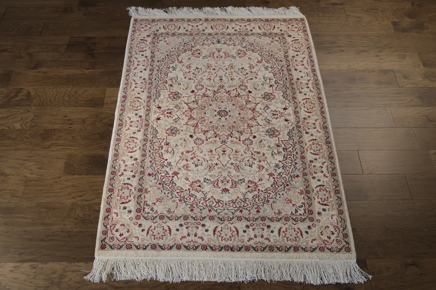 Vegetable Dye Tabriz Silk Handmade Rug 4x6