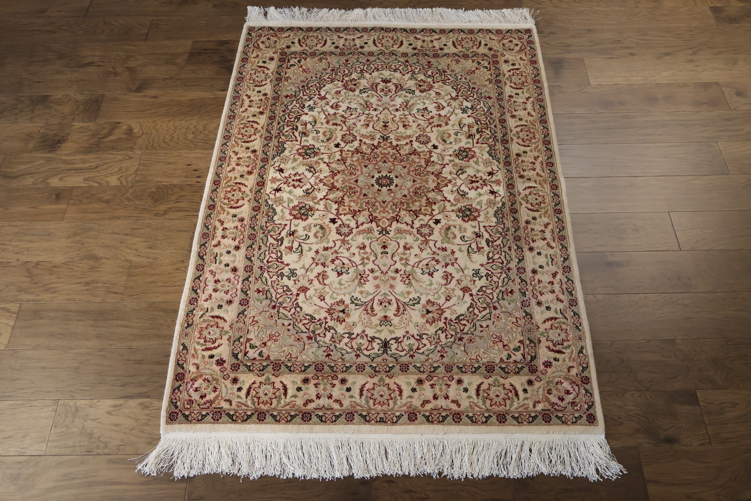 Vegetable Dye Tabriz Silk Handmade Rug 4x6