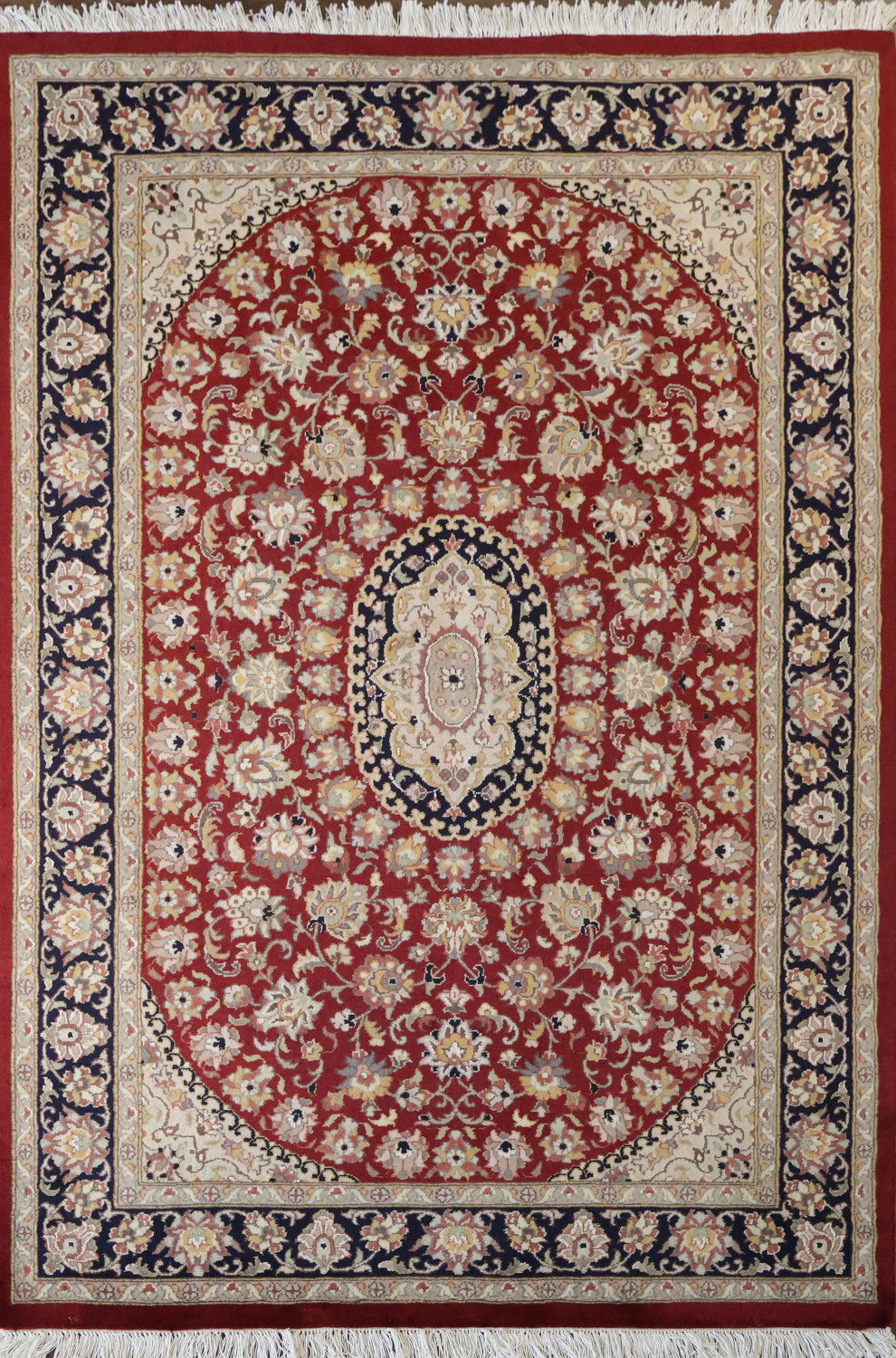 Vegetable Dye Aubusson Wool Handmade Rug 4x6