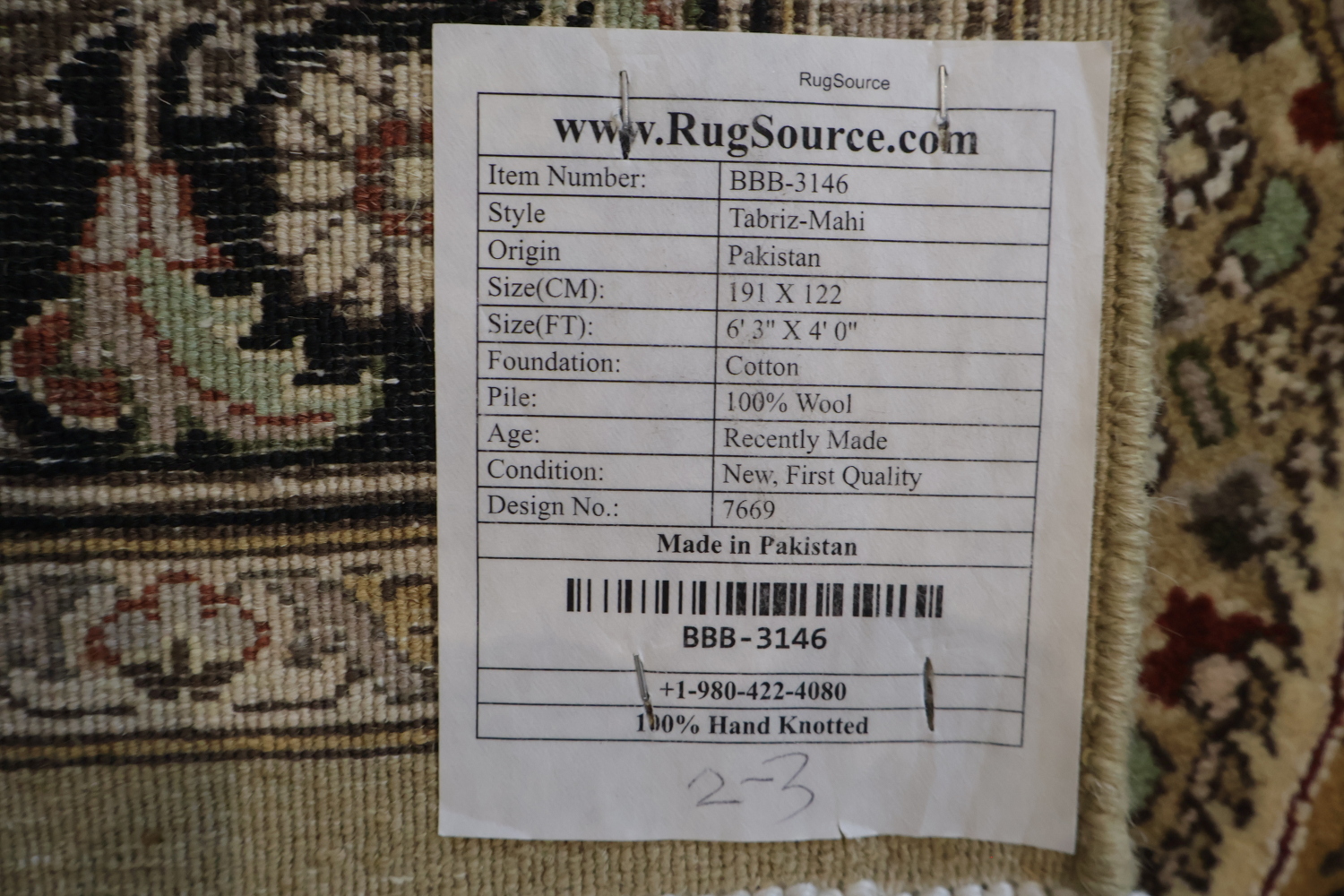 Vegetable Dye Tabriz Mahi Area Rug 4x6
