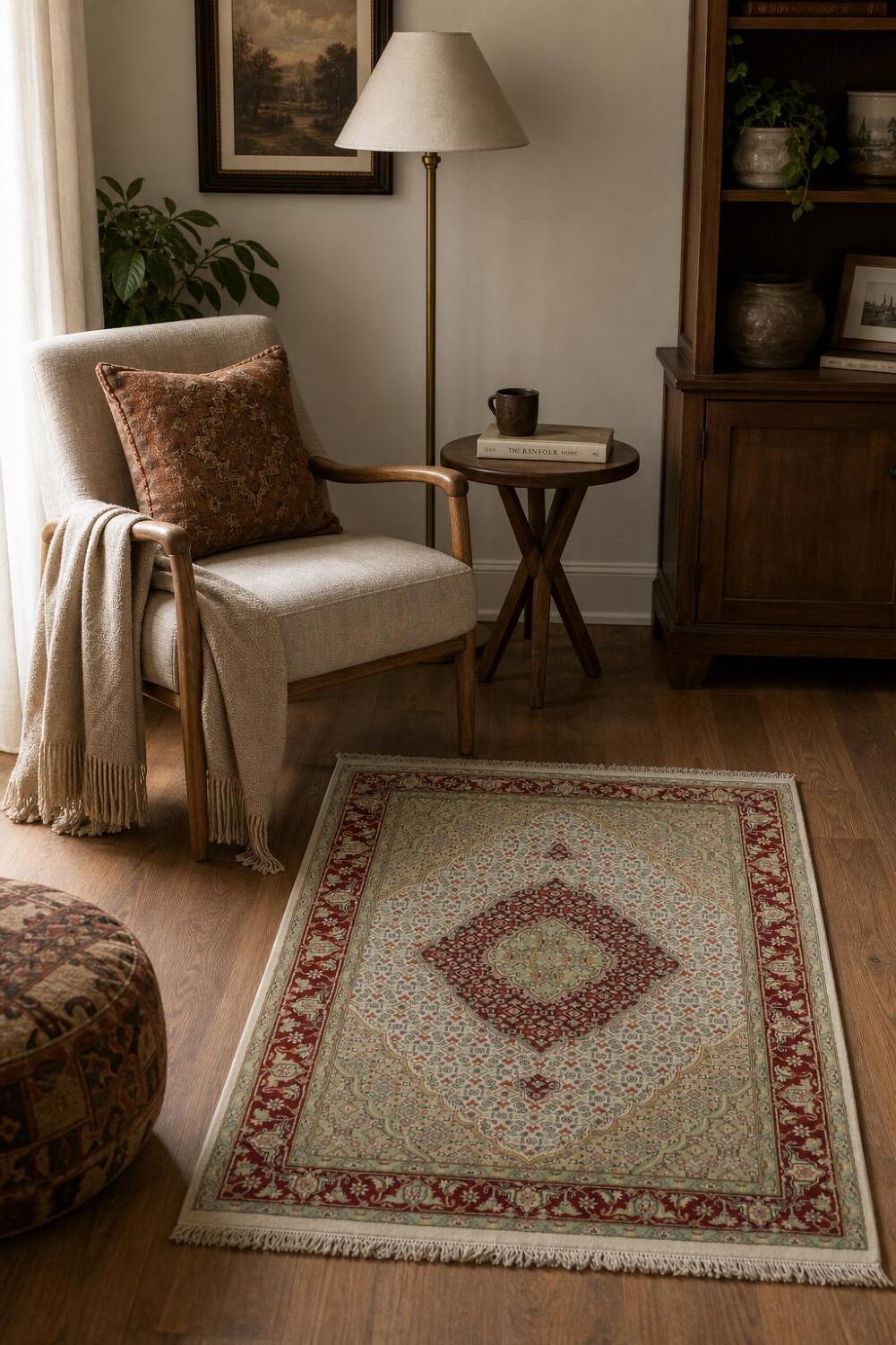Vegetable Dye Tabriz Mahi Wool Rug 4x6