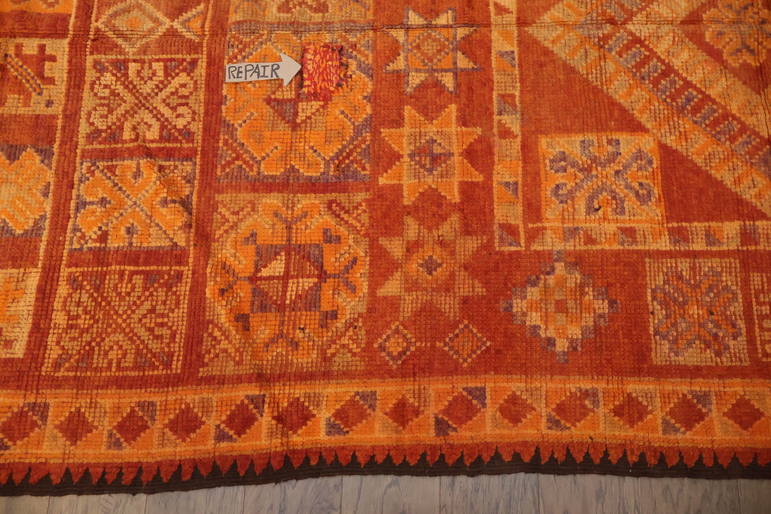 Orange Moroccan Wool Area Rug 6x13