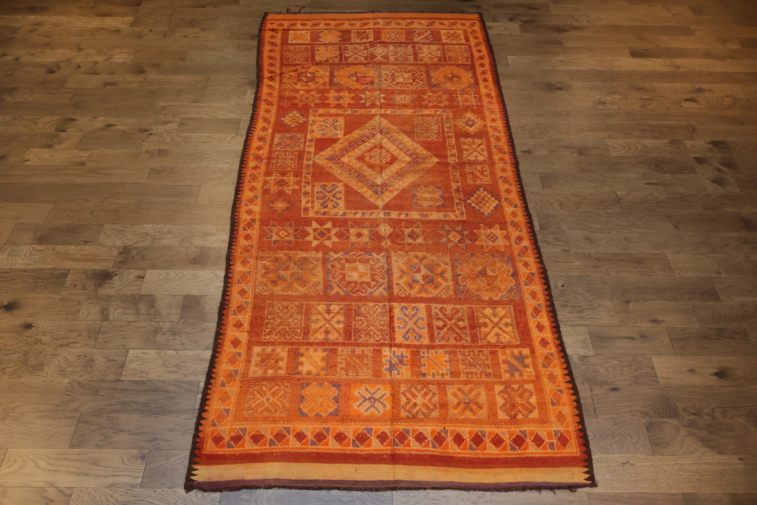 Orange Moroccan Wool Area Rug 6x13